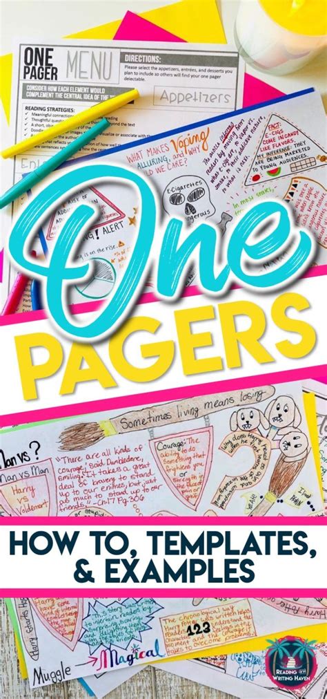 How To Use One Pagers With Literature And Informational Texts Reading