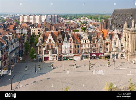 France Pas De Calais Bethune Facades Of The Grand Place Aerial View