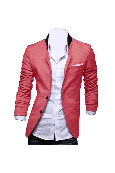 Men S Slim Fit Jacket Blazer Coat Shirt XX Large Watermelon Red Fitted Jacket Men Slim Fit