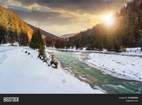 Mountain River Winter Image And Photo Free Trial Bigstock