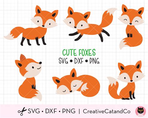 Fox Svg Bundle Cute Fox Svg Png Sitting Sleeping Standing Etsy Canada