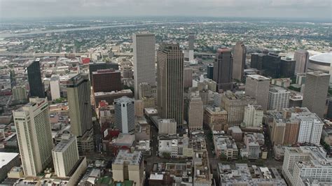 4k Stock Footage Aerial Video Approach Downtown New Orleans High Rises