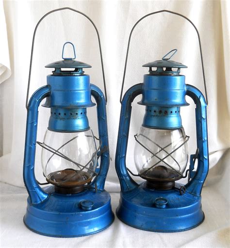 Vintage Kerosene Lantern Electric Blue Etsy