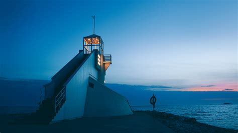 Wallpaper Id 203016 A Lighthouse Beacon With Illuminated Lights In