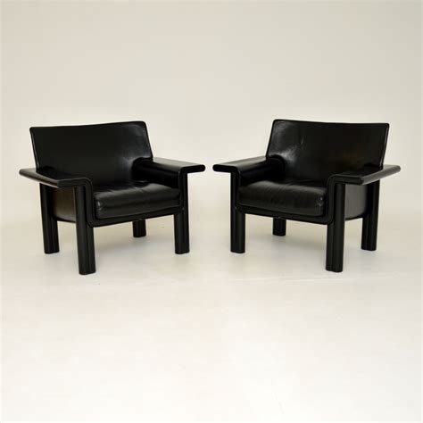 Pair Of Italian Vintage Leather Armchairs By Tobia And Afra Scarpa Retrospective Interiors