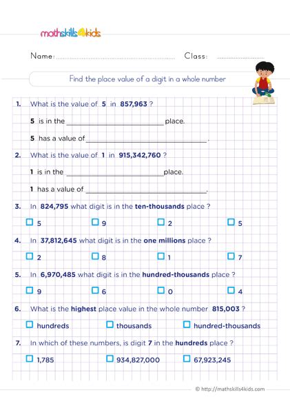 Subtraction Of Whole Numbers Worksheets For Grade 6