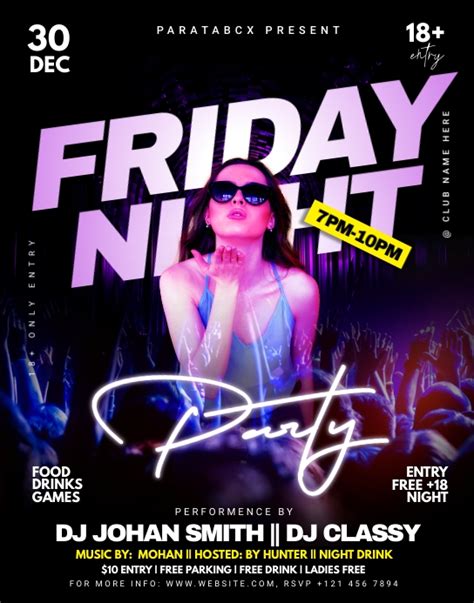 Copy Of Friday Night Club Party Flyer Postermywall