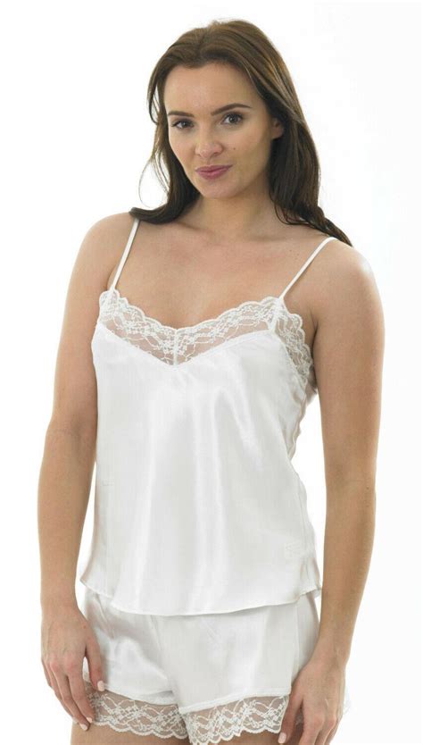 lingerie ladies satin cami top lace silky vest sexy size 16 24 ebay