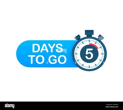 Five Days To Go Time Icon Vector Stock Illustration On White
