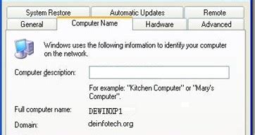 information technologies windows xp unable  change domain