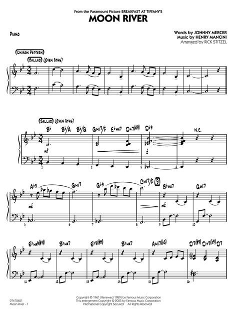 Moon River Arr Rick Stitzel Piano Sheet Music Henry Mancini