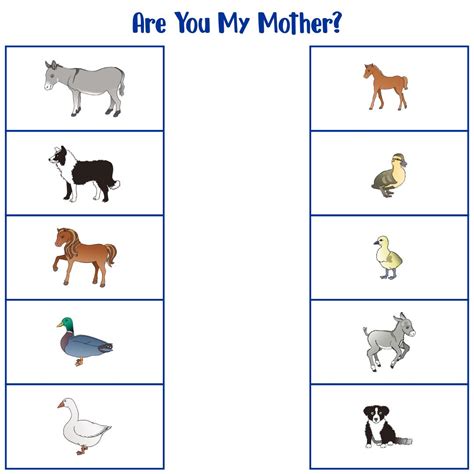 5 Best Images Of Baby Animals Matching Printables Mother And Baby