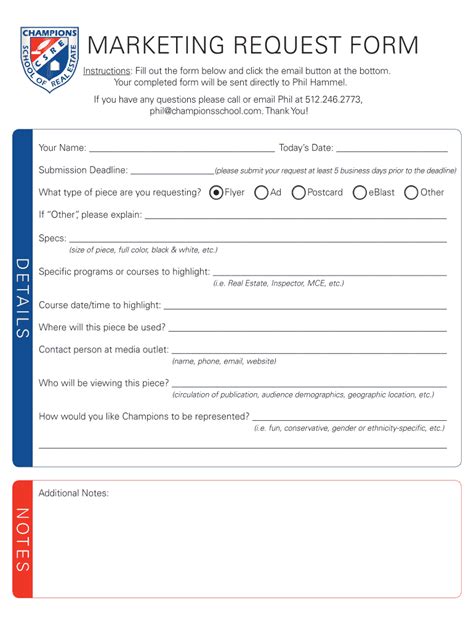 Marketing Request Form Fill Online Printable Fillable Blank