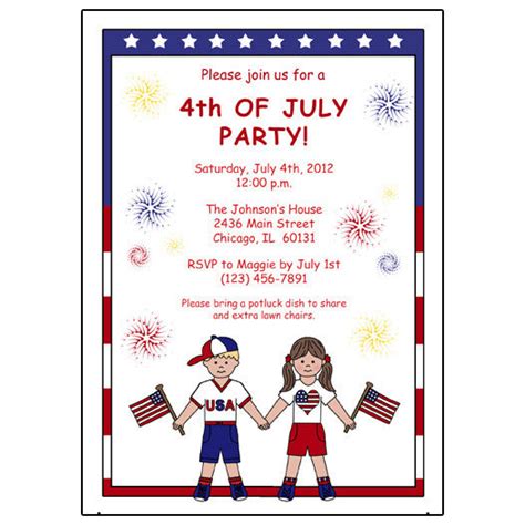 Fourth Of July Party Invitation Mandys Moon Personalized Ts