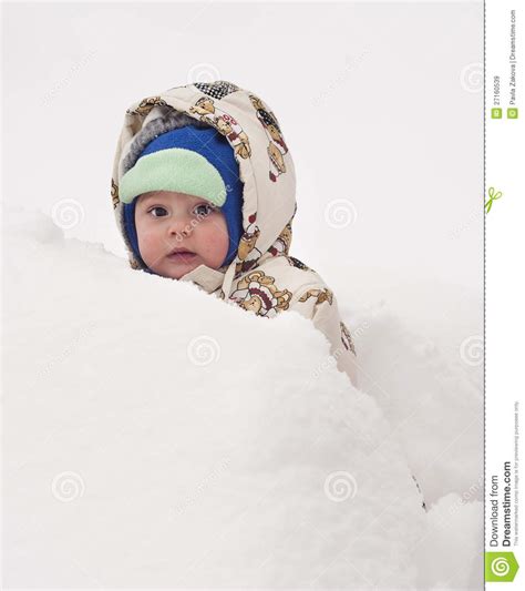 Baby In Snow Stock Image Image Of Child Garden Girl 27160539