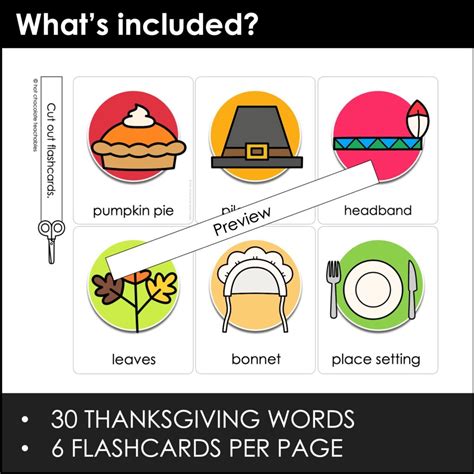 Thanksgiving Flashcards Esl Vocabulary Flash Cards For Kids Editable