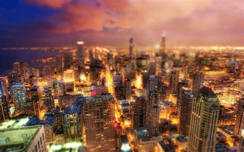 Chicago Illinois Usa Schöne Stadt Nacht Wolkenkratzer Lichter