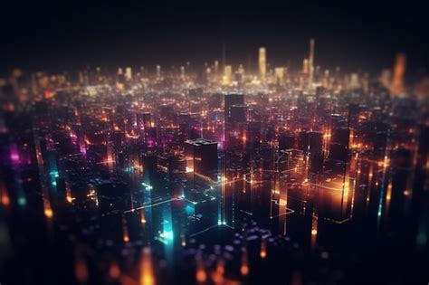 Luzes da cidade de cima uma visão panorâmica de uma metrópole iluminada