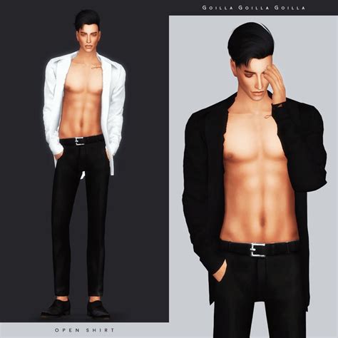 Open Shirt Sims 4 Sims 4 Male Clothes Sims 4 Men Clothing
