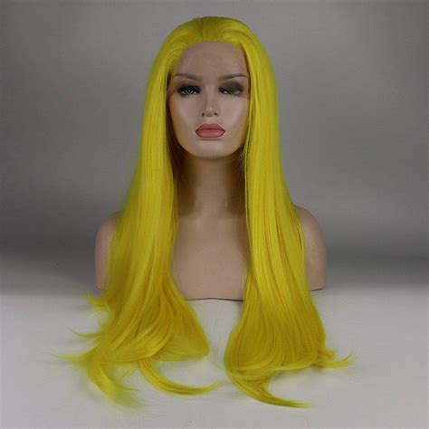 29 Off Long Hair Yellow Color Straight Style Heat Resistant