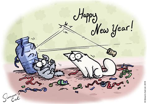 Happy New Year Simons Cat Simons Cat Cat Lover Quote Crazy Cats