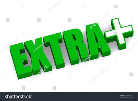 3d Word Extra With Positive Icon In White Isolated Background Stock