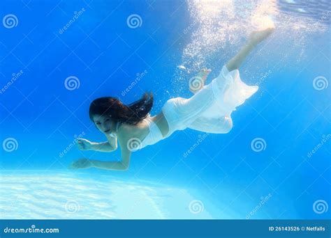 Woman Wearing A White Dress Underwater Royalty Free Stock Image Image