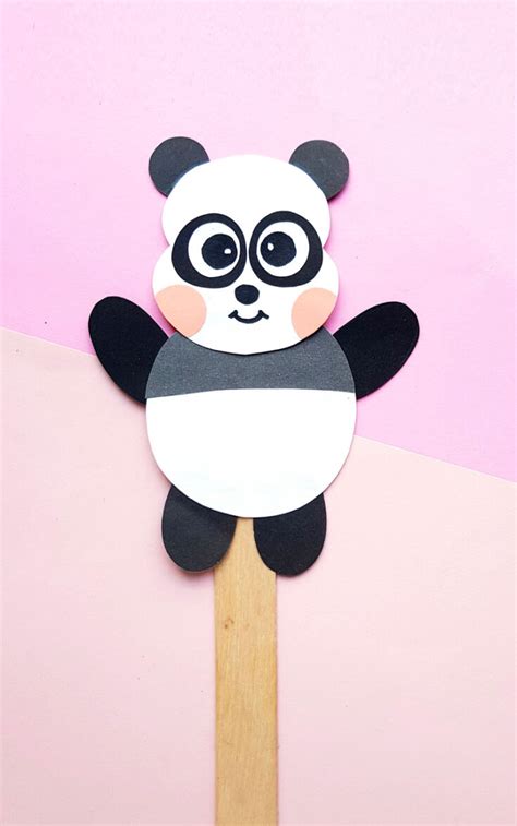 Panda Paper Craft Puppet Template Moms And Crafters Knotty