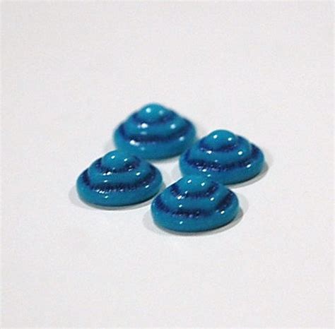 Vintage Turquoise Blue And Dark Blue Etched Glass Cabochons Etsy
