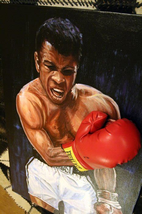 RIP Muhammad Ali Signed USA Boxing Everlast Glove On One Of A Kind Original Huge Oil Painting