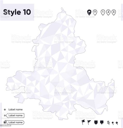 Rostov Region Russia White And Gray Low Poly Map Polygonal Map Outline
