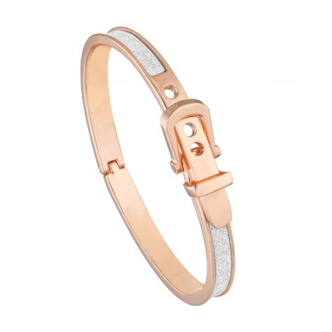 Belle And Beau Rose Gold Plated Small Buckle Moondust Bangle Jewellery