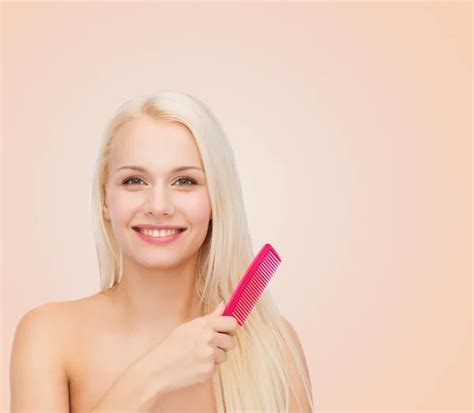 Smiling Woman With Hair Brush Stock Image Everypixel