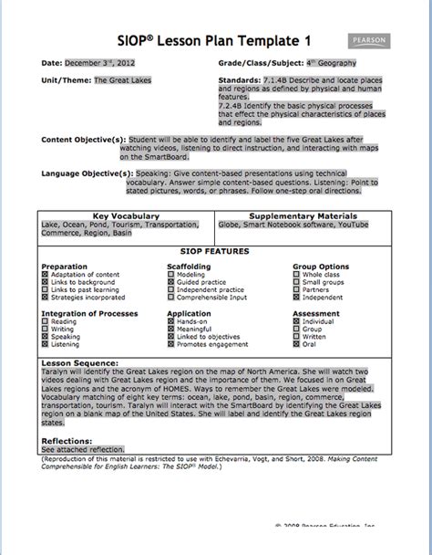 Siop Lesson Plan Template Word Document Letter Words Unleashed