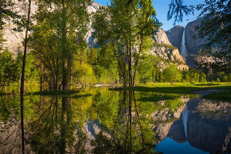 Yosemite Falls Reflection In The Merced River Stock Photo Image Of
