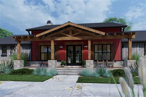 Plan 135072gra Farmhouse Inspired Barndominium With Wraparound Porch