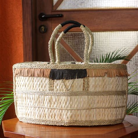 Handwoven Natural Fiber Handbag Shopping Basket Novica