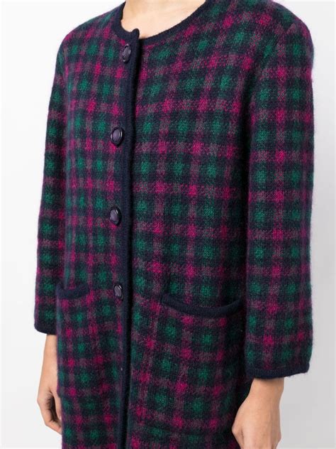 Christian Dior 1990 2000s Pre Owned Checkered Collarless Coat Farfetch