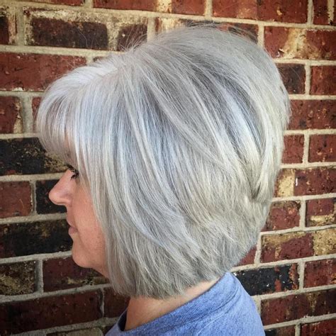 60 Beautiful And Convenient Medium Bob Hairstyles Grey Hair With Bangs Bob Hairstyles Medium