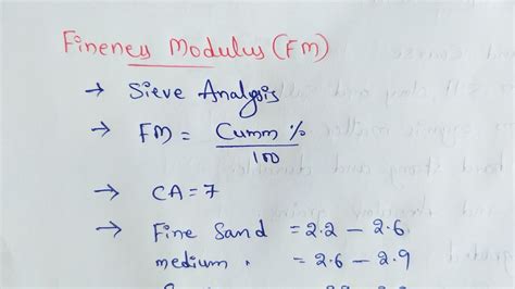 Fineness Modulus Concrete Technology Youtube