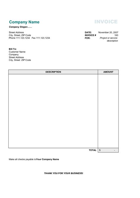 Simple Invoice Template Invoice Example