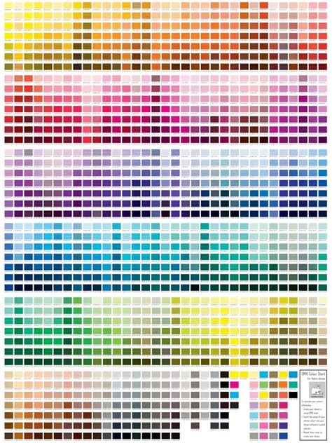 Printable Cmyk Color Chart Web The Charts Below Contain A Series Of