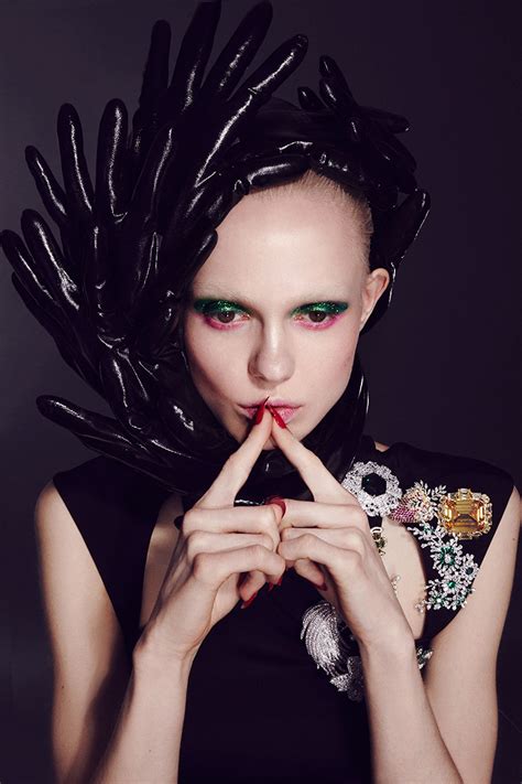 Futuristic Alien Avant Garde Black Glove Edgy Makeup Beauty Editorial