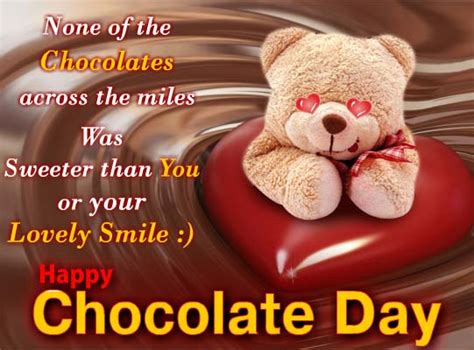 Wish your loved ones a 'happy chocolate day' with their favorite chocolates and best quotes, messages, sms, whatsapp messages, and greetings. Chocolate Day Cards, Free Chocolate Day Wishes, Greeting Cards | 123 Greetings