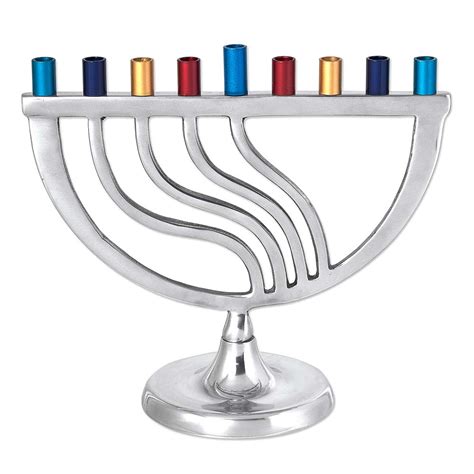 Hanukkah T Swirls Aluminum Multi Color Cups Menorah