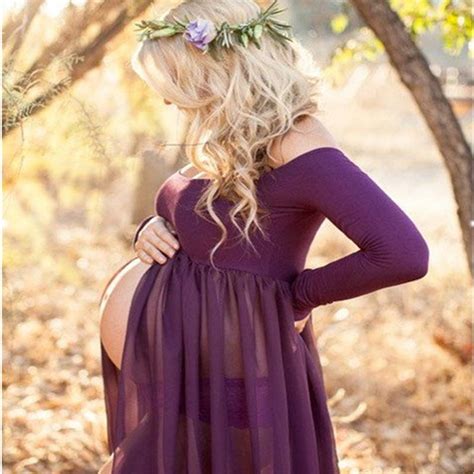 Envsoll Maternity Dress For Photo Shoot Maxi Gown Maternity