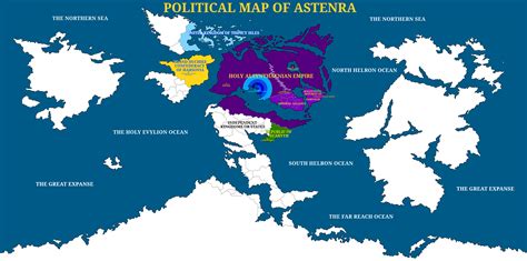 Unfinished Political Map Of The World Of Astenra With The Coloured