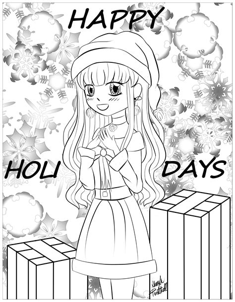 anime christmas coloring page  svg png eps dxf file