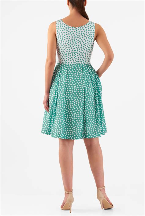 Shop Colorblock Polka Dot Print Crepe Dress Eshakti