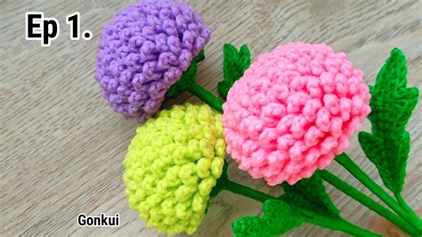 Ep1 Flower Easy Crochet Ping Pong Chrysanthemum Flower Crochet
